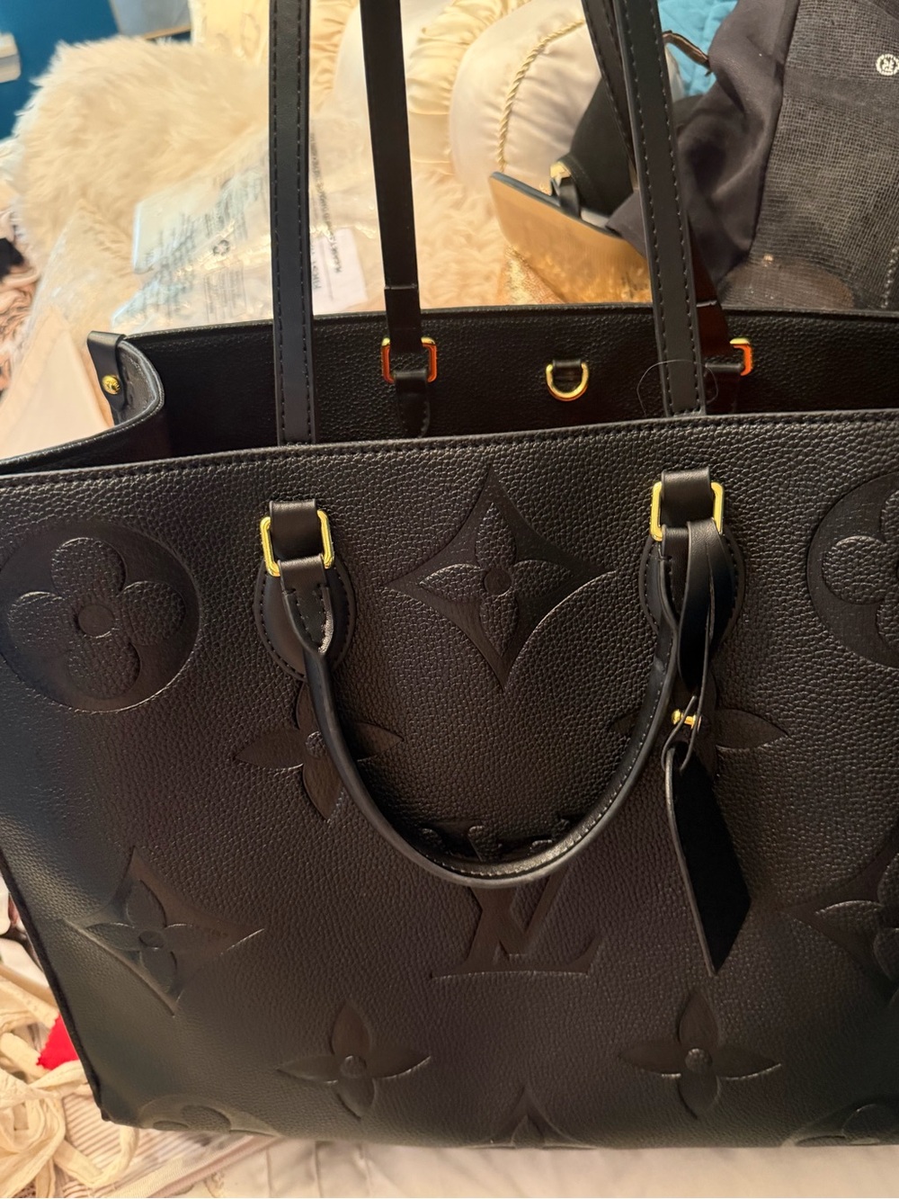 Men's Black Tote Bag with Orange Interior - Picture 7 of 10